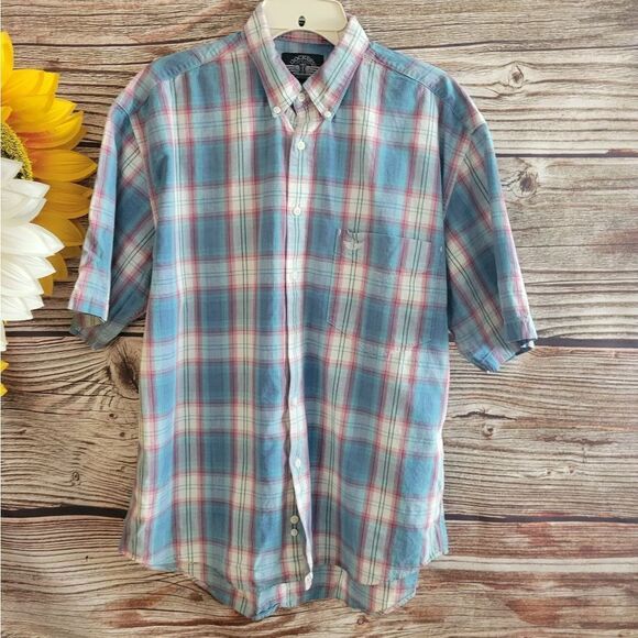 Dockers short Sleeve shirt mens medium button front & collar Pre-owned - Picture 1 of 7